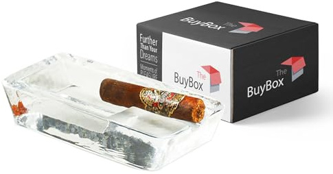 Cenicero de cigarros de Buybox, ceniceros grandes para cigarrillos al aire libre, vidrio grande y pesado para patio, exteriores, cigarros, ceniceros grandes de lujo para exteriores