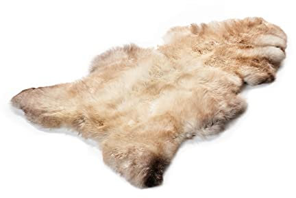 Decorating Sheepskins Premium Merino Schaffell Echt Groß, Lammfell Echt Beige-grau Meliert 100-110 cm, geruchlos, Fell für Stuhl, Lammfell Teppich für das Sofa, Lammfelle, Schaffelle