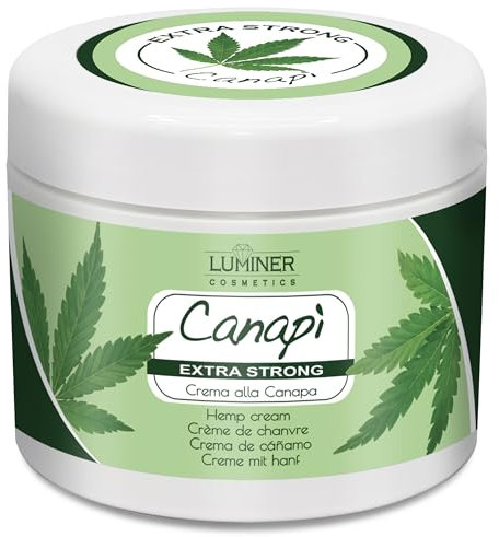 Crema Canapa Extra Forte 200ml, Formula Naturale ad Azione Rapida con Estratti di Olio di Semi di Canapa, Arnica e Artiglio del Diavolo per Massaggi ad Articolazioni e Muscoli. Made In Italy LUMINER