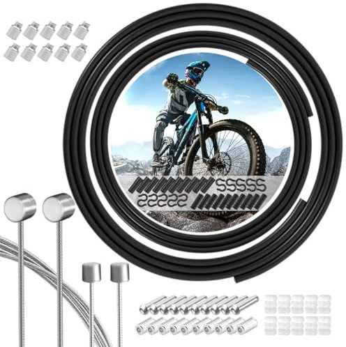 Universal Bowdenzug Fahrradkabel-Set, Kompletter Satz Bremszug und Schaltzüge Set, Mit Außenhüllenzug Schlauch Bowdenzug Endkappen, Set für 1 Fahrrad MTB