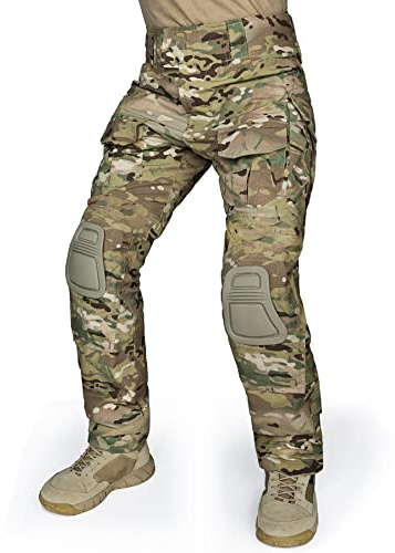 IDOGEAR G3 Pantaloni da Combattimento Pantaloni Tattici con Ginocchiere per Uomini Pantaloni Militari da Caccia All'aperto (Multi-Camo-MC, 36W x 33L)