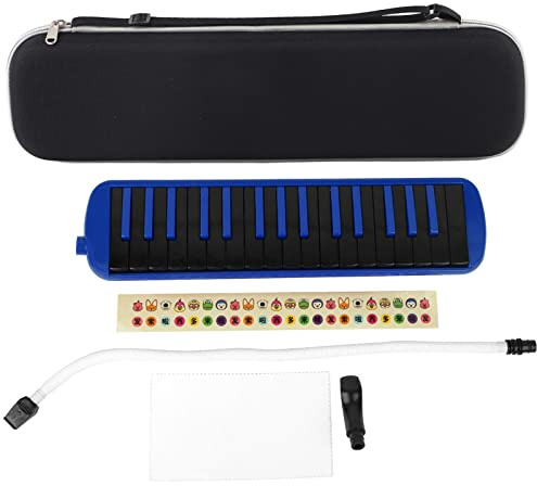 32 Key Melodica, Melodica Air Piano Keyboard Blåsmusikinstrument med övningsväska för Nybörjare (Blå)