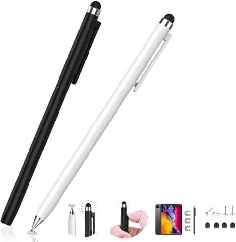 Mixoo Upgrade Stift für Tablet, Touchscreen Stift für Ipad, 2PCS Stylus Pen für Alle Tablets+8 Pencil Spitze, Hohe Präzision/Empfindlichkeit