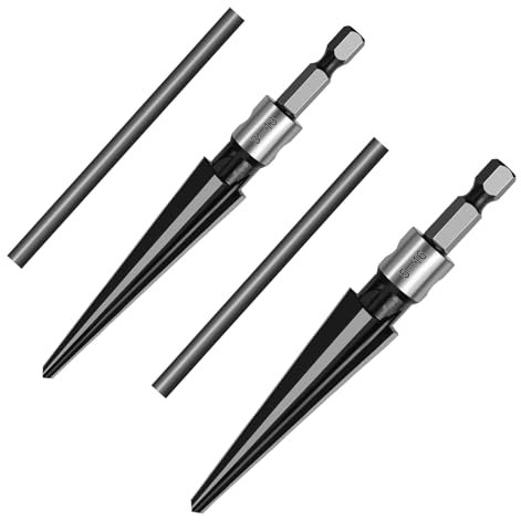 Lot de 2 alésoirs coniques avec poignée en T de 5 à 16 mm 3 à 13 mm - 6 chanfreins cannelés - Outil de perçage pour planche à bois