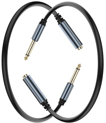 JSADZKJ 6.35mm Mono Audio Cable 1/4 Inch TS Mono Male to Female Adapter Guitar Cable Gold Plated 6.35mm Mono Jack 1/4 TS Instrument Cable for Signal Transmission of Audio Equipment 30CM/0.98FT