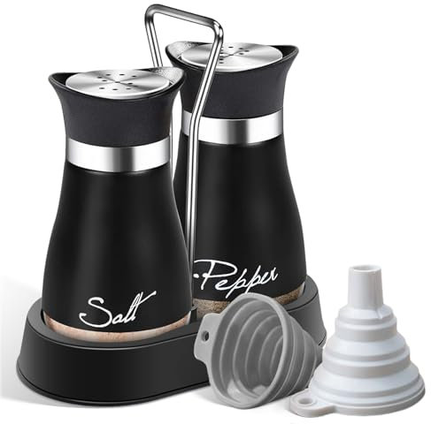 GYHWOFUL Lot de 2 salières en verre, bouteille en acier inoxydable et fond en verre, ustensiles de cuisine, poivrière et salière pour maison, cuisine, restaurant, table à manger, barbecue, accessoires