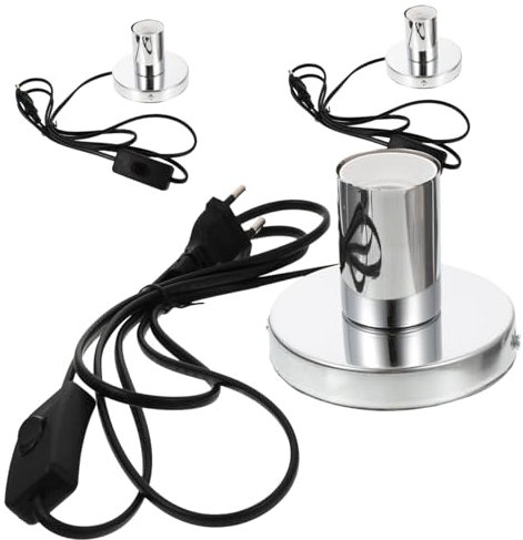 SHINEOFI Lot De 3 Douilles De Lampe E27 En Aluminium Poli Cordon 1,8 m Et Interrupteur Bouton Pour Lampes De Table Et Lampadaires, Support Stable Antidérapant, Compatible Ampoules Led Et Halogènes