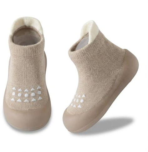 AniKigu Baby Sock Shoes Toddler Walking Shoes Infant Non-Slip Slippers with Soft Rubber Sole Baby Boys Girls Sneakers 6-9 Moths
