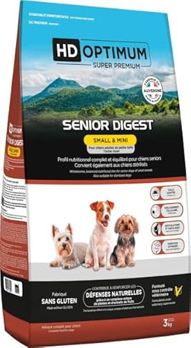 HD Optimum Senior Digest Seniors hundfoder Small & Mini, glutenfri, tillverkad i Frankrike, 6 kg