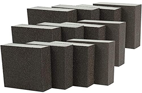 Bestechno Esponja de Lijado (12 Piezas): 4 especificaciones Surtido (Grueso Medio Fino superfino) Lavable, Bloques de Lijado y Kit Reutilizable (Esponja de Arena)