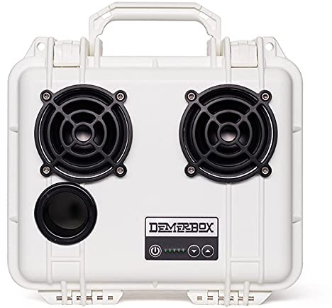 DemerBox: Waterproof, Portable, and Rugged Outdoor Bluetooth Speakers. Loud Sound, Deep Bass, 40+ hr Battery Life, Dry Box + USB Charging, Multi-Pairing Party Mode. Built to Last (Uyuni White, DB2)