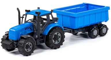 Polesie Traktor Kinder Spielzeug Progress mit Muldenkipper blau Schwungrad Fahrzeug +3J