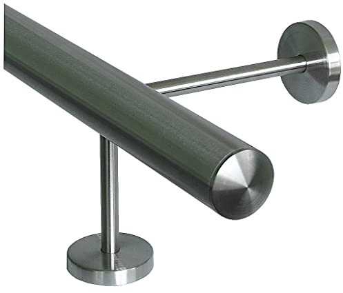 TIBU Fotstöd V2A rostfritt stål Ø 33,7 mm 30–590 cm, längd = 140 cm, 3 par hållare 10/15 cm barstång rästång