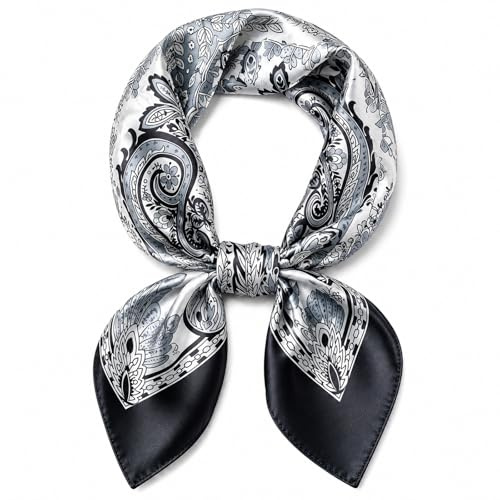 MAIRY Women's Scarves Lightweght Silk Scarf Stain Hijab Paisley Bandana Neckerchief Thin Scarfs Silk Hair Wrap for Sleeping S70035