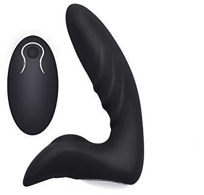 Massaggiatore Prostatico,Silicone Vibratore con 12 Modalità di Vibrazione, Morbido Vibratori per Donna e Uomo Stimolazione Clitoridea e Punto G Massaggiatore Nero