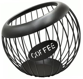 ZHANTAI Panier de Rangement de Capsules de Café, 1 Récipient de Boîte à Café de Grande Capacité, Porte-Capsules Espresso en Métal, Tasse de Rangement de Boîte à Café de Comptoir, Noir