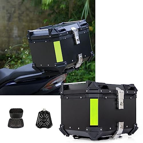 NUACOS Baúl de Moto Baul Top Case para Moto Maleta Baúl Motos Scooter Equipaje Aluminio para Moto Maleta Moto para Almacenamiento Casco Caja de Motocicleta con Cerradura de Seguridad,Negro,65L