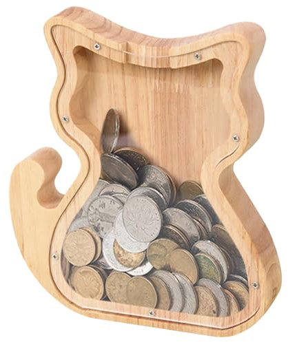 Hucha de Madera Grande para Niños, Creativa y Personalizada - Transparente para Regalo de Cumpleaños, Decoración del Hogar y Recuerdo