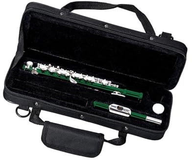 Querflöte Instrument Grüne Halbgroße Flöte, Versilberte Tasten, Korpus Aus Kupfernickel, C-Taste, Piccolo-Set, Mit Etui