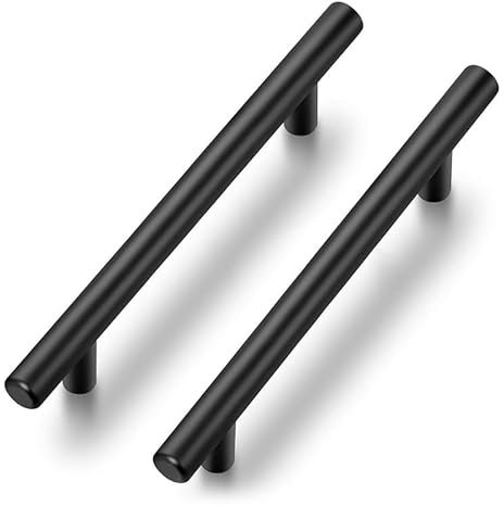 Ravinte 10 Stück Schwarz Möbelgriffe T Bar Griffe für Küchenschränke 128mm Lochzentrum Schrankgriffe Griffe Rostfreier Edelstahl Möbel Türgriffe