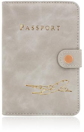 FuninCrea Funda Pasaporte, Porta Pasaporte de Cuero PU Slim Portadocumentos Mujer con Hebilla, Portadocumentos Viaje Portátil Porta Documentos para Pasaporte, Tarjetas y Tarjetas de Embarque