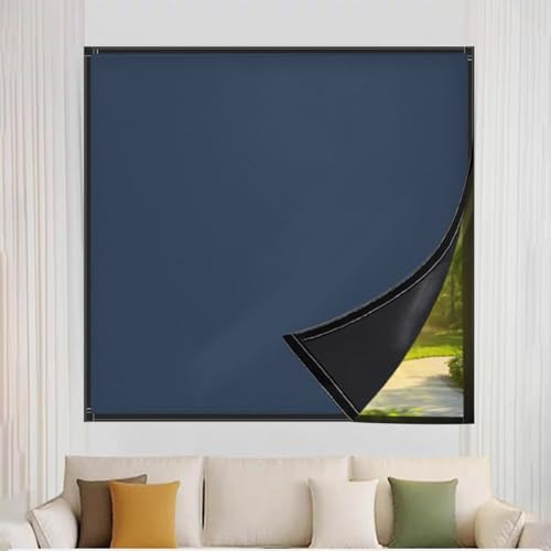 Tragbare Verdunkelungsrollo 220 x 160 cm, Sonnenschutz, Thermorollo, Tragbare Reise, Anti-Uv, Hitzeschutz Sonnenschutz, Verdunklungsstoff, mit Klettband für Fenster Türen, Blau