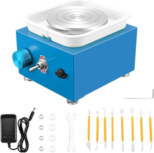 XDRGOOIUY Mini Macchina elettrica per tornio da vasaio, Utensili per Modellare la Ceramica allegati, velocità Regolabile 2000 Giri/min, Regali Artigianali Fai da Te in Ceramica