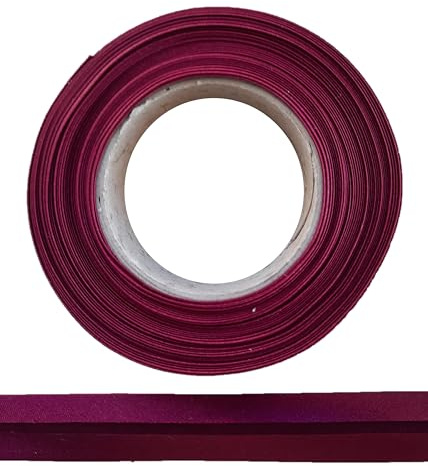 ME: NaMa snedband av polyester (satin) – 10 m x 20 mm (vikt) – högkvalitativt kantband, satinband, snedband – perfekt för gör-det-själv-sömnad – tillverkat i Belgien, på en rulle (vinröd)