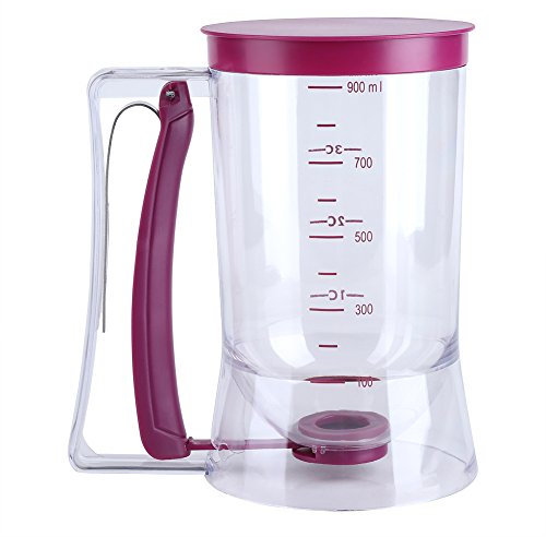 LUNWJJIP Distributeur de pâte à crêpes de 900 ML, Outil de Cuisson de Cupcakes à crêpes, for Cupcakes, Muffins, gâteaux rampants, gaufres, Verser la pâte uniformément avec étiquette de Mesure
