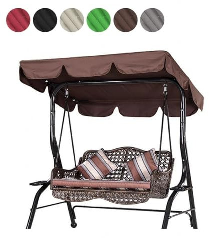 TYBEITAO 600D Hochwertiges,Silberbeschichtetes Oxford-Gewebe Schaukel Dachbezug für Terrasse,Rasengarten,Party Dach Für Schaukelgestell Outdoor,Brown-190 * 132 * 15cm