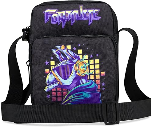 Fortnite Umhängetasche Kinder Teenager Schultertasche Crossbody Bag für Handy Geldbörse Reisen Gamer Geschenk für Jungs (Schwarz Llama)