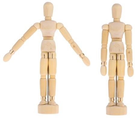 NUOBESTY 2pezzi Modelli Articolata in Legno per e Schizzi Manichini Snodabili in Legno per Artisti e Appassionati da Base Supporto Stabile