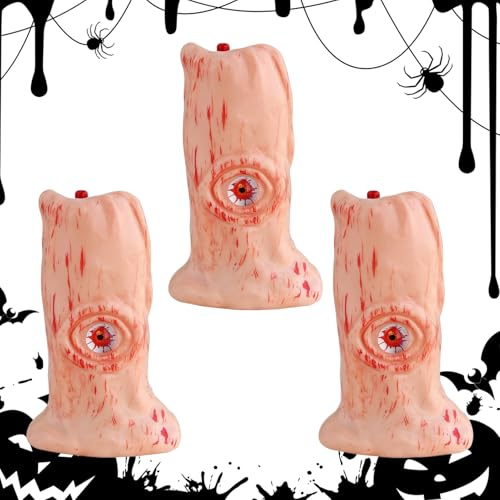 MWZBTG Senza Fiamma Halloween a Batteria | a LED a Colonnina Senza Fiamma a Batteria - Lampada Decorativa Occhio Sanguinante per Feste Soggiorno Camera da Letto Giardino
