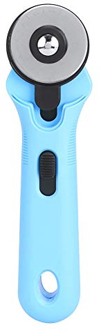 Cuchillo cortador redondo de 45 mm, cortador de tela con mango ergonómico, rodillo cortador de tela giratorio para accesorios de costura, hoja de alta eficiencia para corte de (Azul)