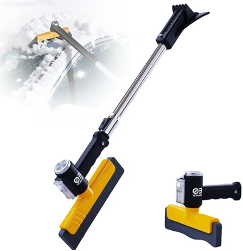 KINDLUME Rascador de Hielo para Coche, Rascador Telescópico, Accesorio de Invierno para Auto, Cepillo Giratorio 360°, 12 Ajustes de Longitud, para Limpieza de Parabrisas, Vehículos SUV en Invierno