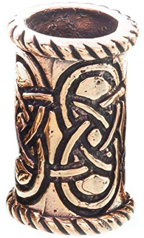 Windalf Große Celtic Vintage Bartperle & Haarperle AZANA 17 mm Vikings Bronzeperle Bohemia Dread Tube Hochwertige Bronze