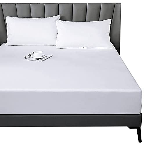 Lirex King Size Fitted Sheets,100% Cotton 300 Thread Count Soft Breathable Deep Pocket up to 12 / 30cm,White