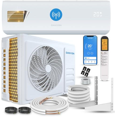 Danyon Klimaanlage Split - 12000 BTU - 3,4 kW, Selbstreinigung, leise, Smart Home, Inverter Klimagerät mit Heizfunktion, Splitgerät vorgefüllt mit R32 Kältemittel, Timer, bis 59 m2, 5m Komplettset