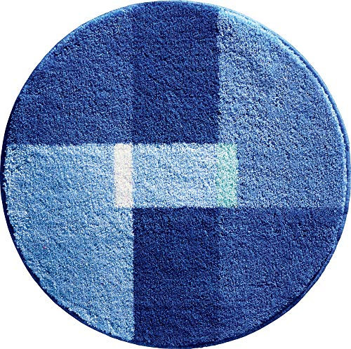 Erwin Müller Badematte, Badteppich, Badvorleger Zagori rutschhemmend blau Größe rund: 80 cm Ø - herrlich weich und flauschig, für Fußbodenheizung geeignet (weitere Größen, Farben)
