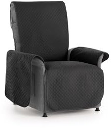 Textilhome Sofa Überzug Adele, Universeller Sofabezug, Couch Überzug, SofaÜberwurf Gepolstert, Sofaschoner Schutzdecke für 1 Sitzer, Haustierfreundlich, Farbe Schwarz, 55 cm