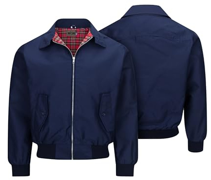 Walker and Hawkes Classic Faxton Jacket for Men - Timeless Water-Resistant Spring Jacket, Premium Cotton, Flannel-Lined, Navy - X-Large
