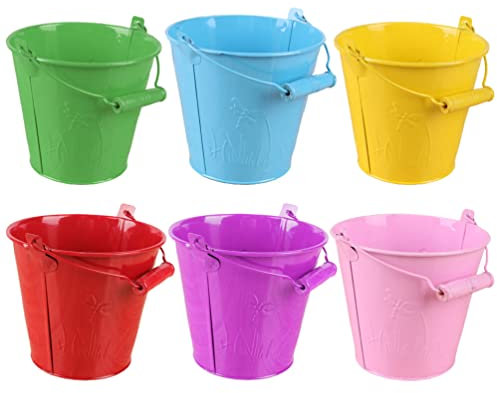 ibasenice 6st Strandeimer Blumentöpfe Blecheimer Aus Metall Eimer Sandeimer Am Meer Dekorativer Eimer Beach Basics Sandspielzeug Mini Eiseneimer Essenskorb Sandburg Kind Weißblech Sommer