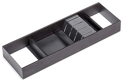 EMUCA - Organizadores de cajones, Organizador cajón Cocina portacuchillos, 150x470 mm, Gris Antracita, Acero y Madera