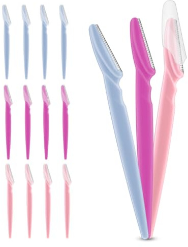12 Pieces Eyebrow Razor for Women Face Razors Dermaplaning Tool Eyebrow Trimmer Facial Razor with Safety Cover Multipurpose Hair Removal Shaver with Precision for Men Professional Dermaplane Razor