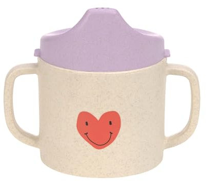 LÄSSIG Tasse pour enfants avec poignée et couvercle amovible 150 ml/Sippy Cup PP/Cellulose Happy Rascals Heart