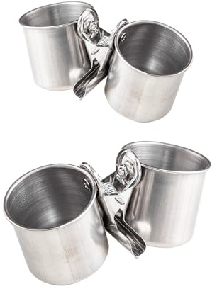 Taicols Lot de 2 gamelles de nourriture pour oiseaux en acier inoxydable avec clip - Gamelle pour perroquets - Double tasse - Distributeur de nourriture pour oiseaux et perroquets