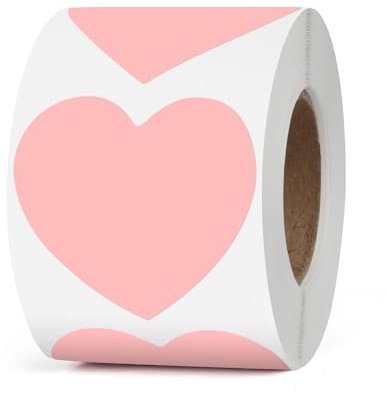 YIKIADA rosa hjärta termoetiketter vinyl 50 mm självhäftande rulle presentklistermärken vattentät skrivare termoetiketter för logotyp streckkod bröllop årsdag alla hjärtans dag 500 stycken