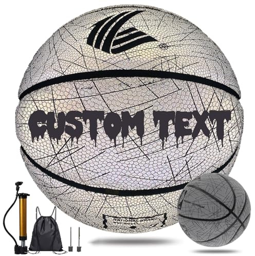 Ballon de basket-ball personnalisé, personnalisez votre nom, texte sur le basket-ball, cadeau de basket-ball phosphorescent, basket-ball réfléchissant, taille 7/6/5 d'entraînement standard de