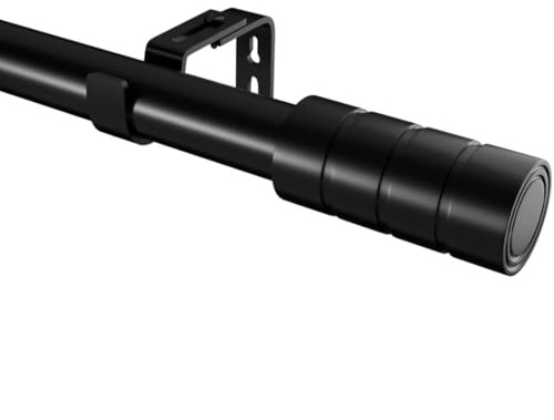 Asta per tenda nera, allungabile, lunghezza regolabile con supporti regolabili, per soggiorno, camera da letto, finestra, diametro 25 mm, 84-150 cm (Nero)