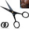 Forbici professionali per barba curve in acciaio tedesco Forbici per baffi Forbici per peli del viso, naso, orecchie Forbici per unghie per bambini Lama seghettata (Nero, 4 pollici)